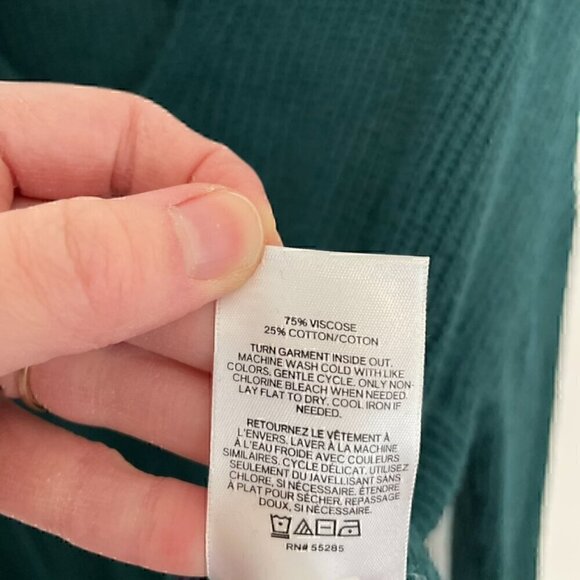 EXPRESS Strappy Circle Hem Tunic Sweater Solid Teal Green Blue 3/4 Sleeve Winter - Picture 12 of 15